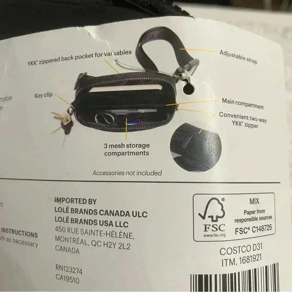 Lole Nylon Belt Bag Unisex OS Black Travel Convenient Hands-Free NEW/ UNOPENED - Picture 5 of 5
